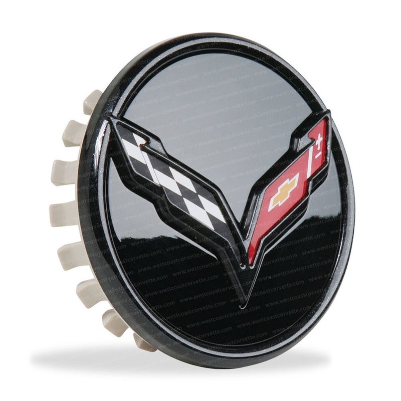 Davies Corvette C7 Corvette GM Center Cap w/ Crossed Flags Logo - Carbon Flash Black for 2014-2019 Corvettes - Sold Individually - Image 1